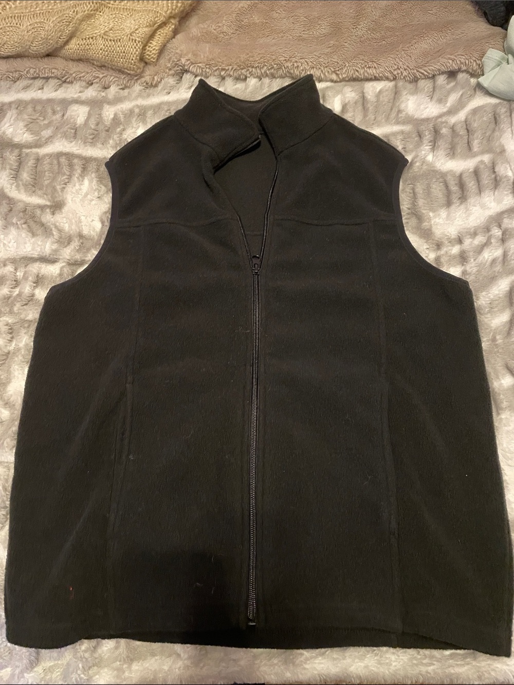 Classic Black Fleece Zip Vest